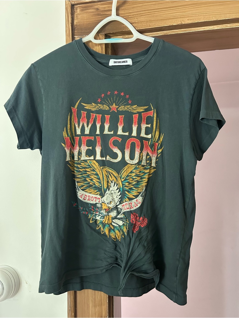 Daydreamer Black Willie Nelson Graphic Tee with Multi-Color Eagle Print - Picture 4 of 6